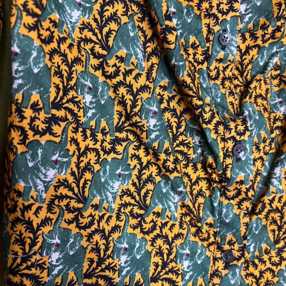 J Crew Elephant Ruffle Off the Shoulder Button Up Ruffled Top - Picture 5 of 5